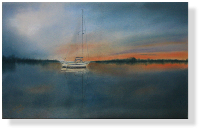 (27) Segelboot im Abendrot, 30 x 40 cm 2004 (27) Segelboot im Abendrot, 30 x 40 cm 2004
